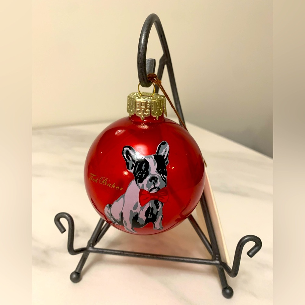 Ted Baker “Give A Little Something” Boston Terrier Glass Christmas Ornament